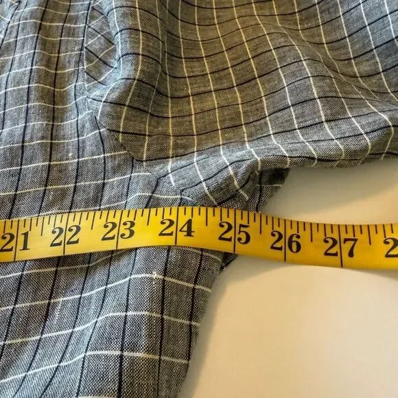 Vintage Flax by Joanne Engelhart Linen Windowpane Plaid Convertible Slv Top Sz S - Picture 9 of 13